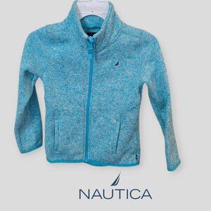 Nautica  Girl's Full Zip Sweater Fleece Jacket Aqua Blue  Size 6
